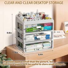 Multilayer Drawertype Plastic Storage Box Organizer/Medicine Box - Multifunctional Storage Container,Family Medicine Box Organizer,Organize Medications,Stationery,Office Items,Etc,Easy Access - 小型 - 查看 2