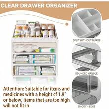 Multilayer Drawertype Plastic Storage Box Organizer/Medicine Box - Multifunctional Storage Container,Family Medicine Box Organizer,Organize Medications,Stationery,Office Items,Etc,Easy Access - 小型 - 查看 4