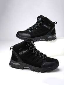 Men's Boots, Hiking Boots, Work Shoes, Anti-Puncture Safety Shoes, Thick Sole Non-Slip Sports Shoes, Men's Lace-Up Ankle Boots