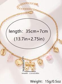 1pc Vintage Love Bow Charm Necklace Ocean Series Multi-Pendant Choker For Women Party Accessories Birthday Gift
