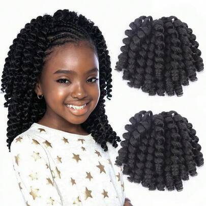 Synthetic Ombre Jumpy Wand Curl Crochet Braids Jamaican Bounce For Africa Braiding Hair Extensions Pre-Twisted For Child And Women