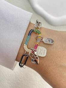 1 pieza Collar con letra A-Z de STYLEVER, cadena de espiral plateada, cadena de escalada colorida, acero inoxidable, adecuado para celebraciones y uso diario - Plateado - Ver 21