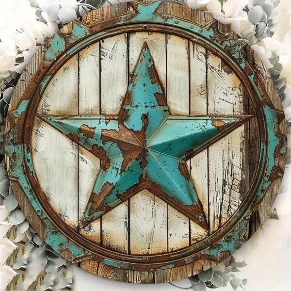 1 pieza Señal de metal vintage con estrella de Texas de 8 pulgadas, decoración de pared de hierro rústico, sin alimentación, ideal para el hogar, cafetería, apartamento, restaurante, un regalo perfecto y accesorio para scrapbooking
