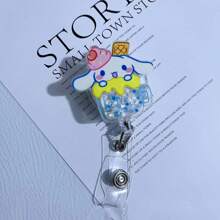 Sanrio 3pcs Sanrio Hello Kitty Cute Glitter Acrylic Nurse Teacher Badge Holder, Cartoon Fruit Badge Reel, Retractable ID Card Holder, Suitable For Teachers, Doctors, Nurses, Business Meetings, School Offices, Easter, Easter Gifts
