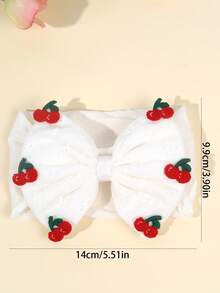 1pc Baby Headband, Fabric Cherry Decor Baby Headband, Cute Baby Daily Hair Accessory - Red and White - View 7