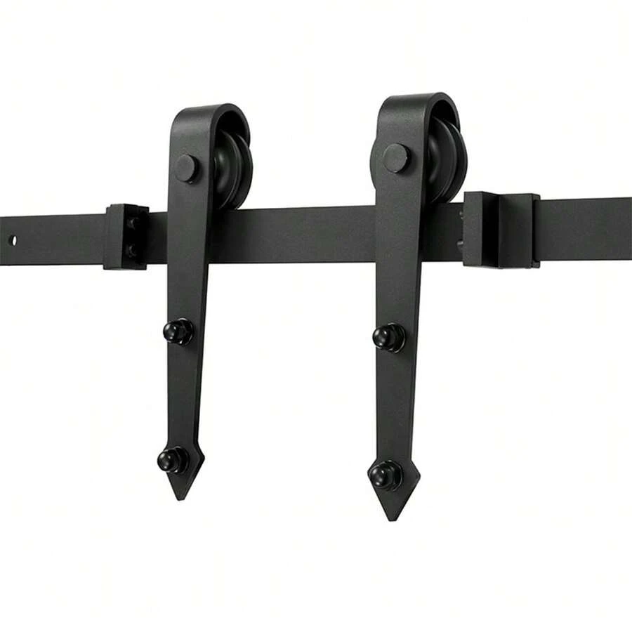 Complete Sliding Door Kit For Sliding Door System With 200 Cm Sliding Door Rail, Barn Door Handle - Black 2 - View 1