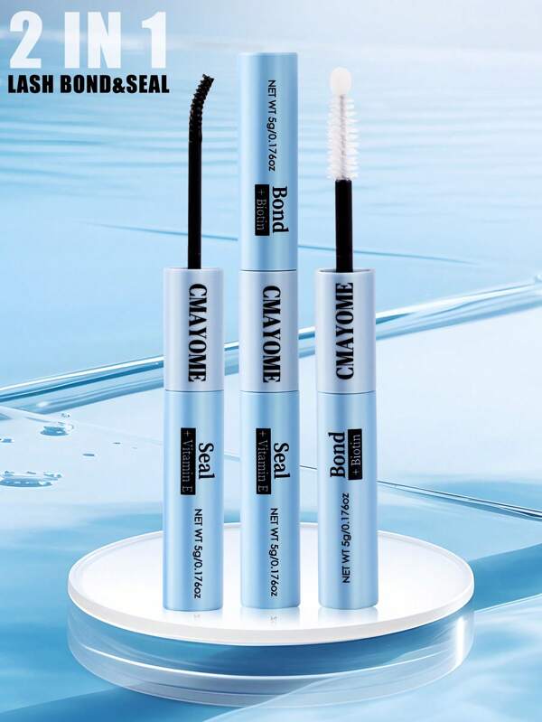 1 pieza Adhesivo de pestañas y sellador de extensión de pestañas 2 en 1 adecuado para extensión de pestañas en racimo, adhesivo de pestañas de larga duración, adhesivo no alérgico para extensión de pestañas DIY, cepillo de rímel, adhesivo de pestañas personal 5g+5g