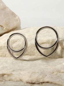 316L Stainless Steel V-Shaped Nose Septum Ring, Low Allergy, 16G, Suitable For Nose Septum/Bridge/Ear Cartilage/Helix/Tragus Piercing, Single Piece, Unisex - Cool1 - View 6