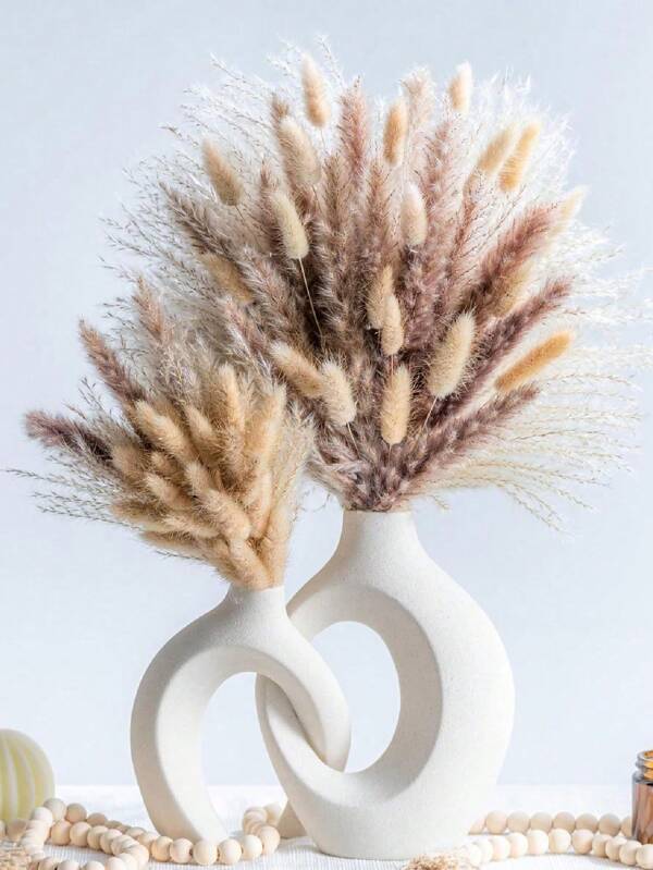 Ensemble de vases en céramique - 2 vases modernes en forme de beignet pour la décoration de la maison, vases blancs créatifs de style minimaliste, vase de table pour le salon, l'entrée, les étagères, le manteau de cheminée et les centres de décoration
