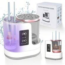 3-In-1 Electric Makeup Brush Cleaner With Brush Dryer, USB Powered Portable Automatic Makeup Brush Cleaning Tool, Slow Rotation, LCD Display, Suitable For Small-Medium Size Beauty Makeup Brushes