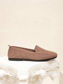 1 Pair Of Comfortable, Lightweight, Breathable Casual Flat Loafer Shoes For Teenagers, Suitable For All Seasons - Brown - View 3