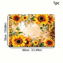 1pc Sunflower Pattern Area Rug, Living Room Floor Mat, Office Pad, Suitable For Drip Mat, Coffee Mat, Living Room, Bedroom, Bathroom, Kitchen, Home Decor, Indoor Decoration, Room Accessories - Yellow - View 13