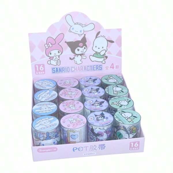 Sanrio 2PCS/4PCS/24PCS Boxed Genuine Sanrio Kuromi Cinnamonroll Melody Phochacco Kids Tape Cute Cartoon DIY Japanese Paper Handbook Tape Sticker