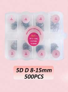 500PCS 5D Premade Fans Eyelash Extensions Fans Volume Lash Extensions 0.07 Thickness Eyelash Extension D Curl Premade Lash Fans Mix 8-15mm Single Length 8-15mm Fluffy Soft Handmade Loose Fan(10D 20D-0.07-D,8-15mm)