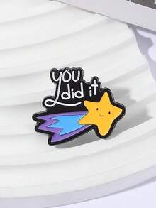 1PC Creative You Did It Star Enamel Pins Cartoon Funny Metal Brooches Positive Phrase Lapel Badge Clothing Backpack Accessories Gift - Multicolor - View 10