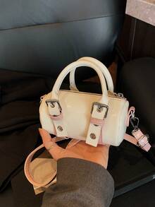 1pc Minimalist Fashionable Handbag, Solid Color PU Bucket Bag, Versatile For Daily Wear, Shoulder Crossbody Bag, Spring/Summer - Small - View 4