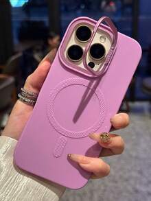 豪华相机支架全覆盖磁性无线充电手机壳适用于 17ProMax 17 Pro 17 Air 17 16 15 14 13 12 Pro Max 11 防震保险杠保护壳 - 紫色 - 查看 3