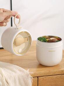 800ml/600ml- Wheat Fiber Soup Cup - Stainless Steel & PP Dual Inner Pot, Portable Microwave Lunch Boxes, Soup Bowls, Flasks To Take To The School Office As Food Storage Containers,Ergonomic Cylindrical Design With Arc Base, Nutritious Breakfast Soup Cup,Soy Milk, Porridge, Oatmeal, Milk, Suitable For Work, School, Bento Box, Gift,Simple Style (Send Fork)Graduation Season, Vacation,Back To School