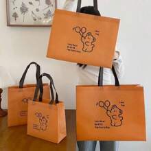 10pcs/Caramel Colored Non-Woven Fabric Clothing Store Tote Bag, Shopping Tote Gift Bag Summer Cooling,Beach,Travel