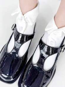 1 Pair Women's Short Socks In Black, White And Gray, Fashionable For Wearing With Dress Shoes - Multicolor - View 6