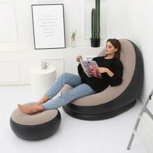 Nuevo sofá de felpa inflable para personas perezosas, sofá cama plegable con reposapiés, silla reclinable conveniente para exteriores