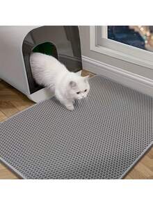 1件随机颜色猫砂垫，猫爪垫，猫砂盆，狗厕所，防散猫砂垫，防拖猫砂盆，双层猫砂捕捉垫 - 彩色 - 查看 3