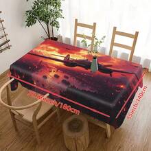1 pieza Mantel con diseño de arte de avión con tema de guerra, adecuado para decoración y colección de escritorio, mantel rectangular, lavable a máquina, mantel de estilo retro para picnic, camping, boda, fiesta de cumpleaños, restaurante, decoración del hogar, decoración navideña
