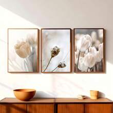 1/3Pcs Botanical Wall Arts, Beige Abstract Flower Canvas Posters Mural Decoration Beige Abstract Art Neutral Plant Printing,Optional Frame,Suitable For Living Room, Bedroom, Kitchen, Dining Room, Bathroom, Office Decoration ,Wall Art With Frame