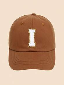1pc Solid Caramel Color Letter Decor Baseball Cap, For Girls Ages 1-5 Years Old, Suitable For Spring/Summer Everyday Casual Wear - Caramel - View 58