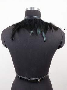 1pc Gothic Feather Shoulder Strap Collar Decor, Halloween Party Cosplay Costume Accessory Halloween Costumes Women - Black - View 5