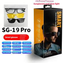 2025 SG19 Pro New Intelligent Wireless V5.3 Anti Blue Light+Sunglasses Infrared Lenses Glasses Multifunctional Glasses Wireless Calling Music Outdoor Sports Headphones Rechargeable HIFI Quality Clear Lens Advanced Technology Men'S And Women'S Universal Touch Long Battery Life UV Protection - Black and White - View 2