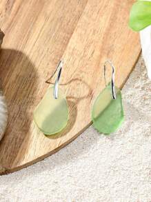 1 Pair Ocean Style Glass Water Drop Earrings, Hawaiian Theme Jewelry Suitable For Women Vacation Casual Wear, Gift