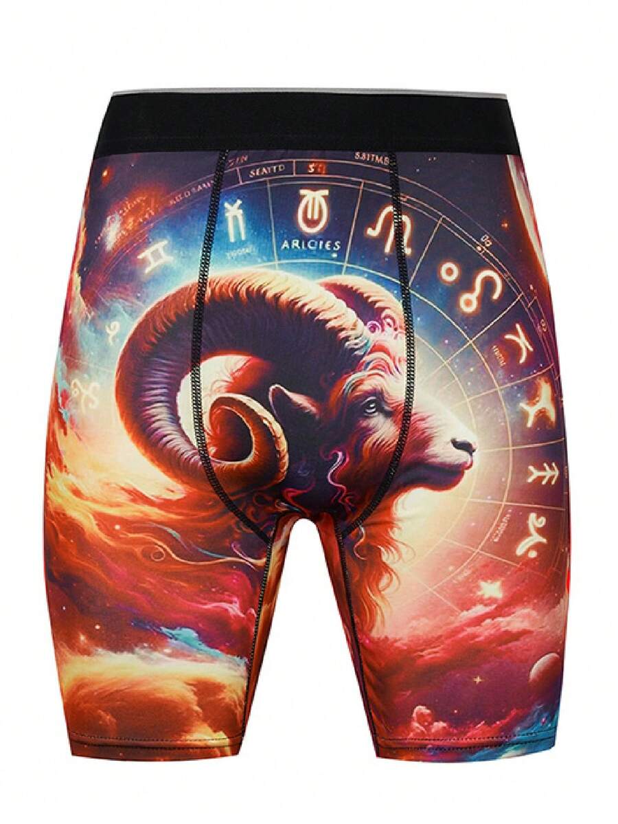 Men's Fashion Printed 3D Design Boxer Briefs - Burnt Orange - View 1