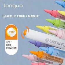 Languo 240 色软刷丙烯马克笔套装，DIY 手绘，绘画艺术马克笔，学生涂鸦丙烯颜料笔，非常适合返校使用