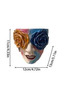 1 pièce Le design de vase en forme de visage, qui dégage le style esthétique de Qimeng, décore le vase, et le magnifique relief de rose est assorti de couleurs oniriques, chaque détail est sculpté avec un artisanat exquis. Il peut être utilisé pour décorer un coin de maison au style scandinave, rempli d'une atmosphère naturelle