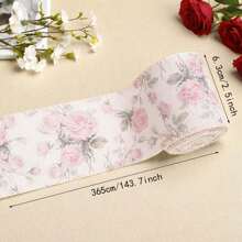 1pc/4pcs Pink Floral Wired Ribbon 2.5 Inch Vintage Rose Flower Ribbon For Bow Wreath Craft Gift Wrap Spring Summer Holiday Wedding Birthday Shower Party Home Decor
