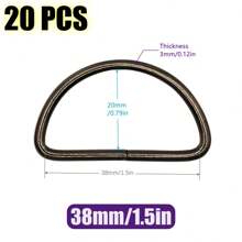 20 pièces/paquet Boucle de connexion en métal D Ring pour ceinture, sangle de sac à main, accessoire de sac, chaussure, DIY, couture. Tailles : 10/12/15/20/25/32/38 mm