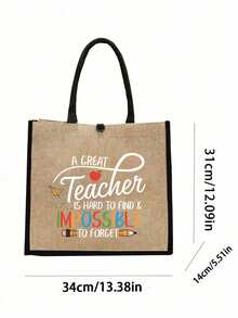 Creative Teacher Letter Printed Linen Handbag With Wallet Makeup Bag, Block Shopping Bag, Teacher Thanks Gift, Women's Linen Large Capacity Handbag,Portable Leisure Storage Handbag, Multi-Function Shopping Bag, Thank You Gift, Innovative Design, Large Capacity, Can Give Gifts To Lovers And Friends, Suitable For Holiday, Daily, Errands, Supermarket Shopping - Multicolor - View 10