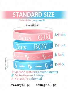 20pcs Gender Reveal Bracelets, Team Boy Silicone Wristbands And Team Girl Rubber Bracelets For Gender Reveal Ideas Party Supplies Baby Shower Decorations,Family Decorations Gifts,Birthday Decorations,Bachelorette Party Decorations,Wedding Decorations,Gender Reveal Decorations,Baby Shower Party Favors - Multicolor - View 13