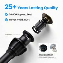 Bathroom Sink Drain, Pop Up Drain Stopper With Overflow, Lavatory Vanity Vessel Sink Drain Assembly, Matte Black
