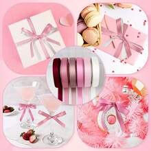 30 Yards 3/8 Inch Multi-Color Satin Ribbon, Bulk Colorful Satin Ribbon Rolls, Handmade Solid Double-Sided Satin Ribbon For Shower, Birthday, Wedding, Gift Wrapping - Multicolor - View 6