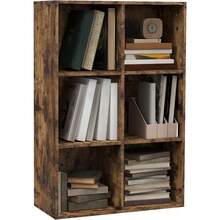 6-Cube Bookcase Storage Unit Shelves Storage Display For Trinkets Souvenirs Potted Plants For Study Room Living Room Home Office 65.5 X 30 X 97.5cm Rustic Brown - RusticBrown - View 1