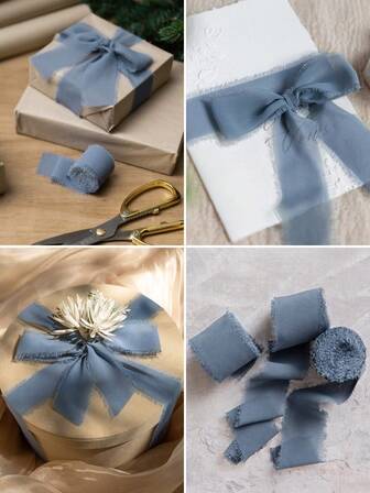 1 Rollo de 3.5*450cm Cinta de Gasa, Cinta de Regalo Azul Grisáceo, Adecuada para Decoración de Boda, Decoración de Cumpleaños, Decoración de Fiesta, Decoración de Baby Shower, Decoración de Revelación de Género, Envoltura de Ramos de Flores, Envoltura de Regalos, Materiales de Empaquetado Floral, Recuerdos de Fiesta, Regalos de Cumpleaños, Manualidades DIY, Decoración de Graduación