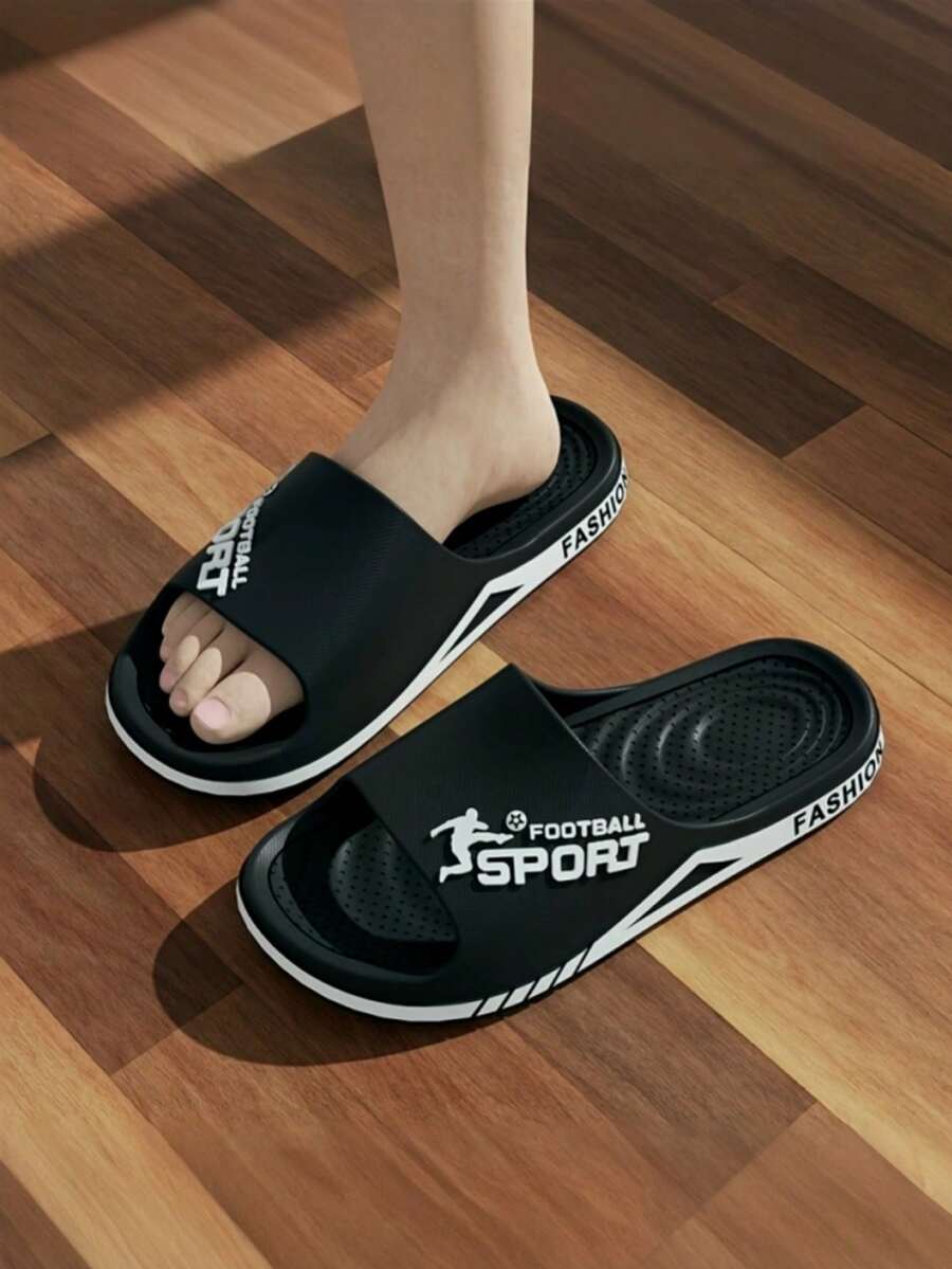 Plus Size Men's Sandals, Slip-On Sport Slippers For Outdoor & Indoor Use, Summer Anti-Slip & Durable - Black - View 1