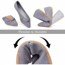 Womens Flat Shoes Classic Pointed Toe Flats Knitted Dress Shoes Soft Comfortable Dressy Flats Women - 灰色 - 查看 3