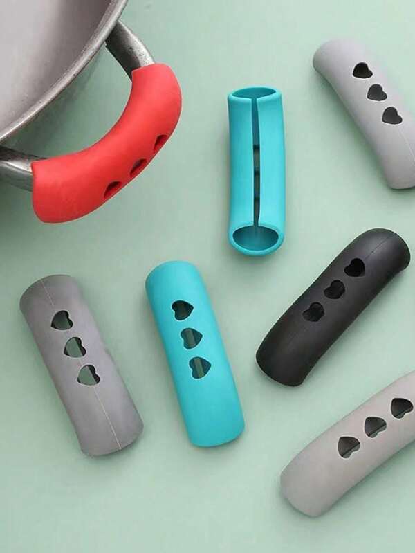 Capa de silicone para alça de panela, 2 peças, isolamento térmico, clipe de orelha, antiderrapante, suporte para alça de panela, caçarola a vapor, ferramenta de cozinha