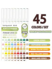 Languo 240 色软刷丙烯马克笔套装，DIY 手绘，绘画艺术马克笔，学生涂鸦丙烯颜料笔，非常适合返校使用