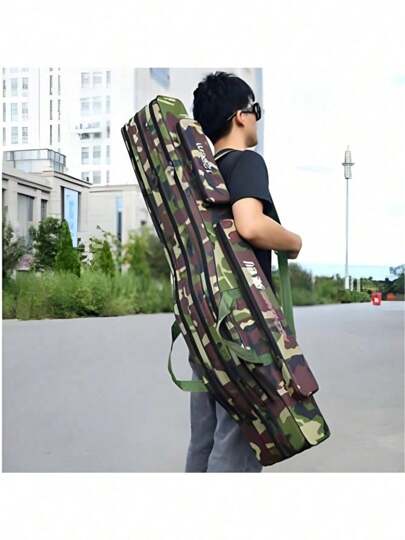 1 Stück Angelrutentasche mit großem Fassungsvermögen für den Außenbereich, doppellagige, multifunktionale, verdickte Angelrutentasche, Angelgerätetasche – wasserdicht und verschleißfest – größeres Fassungsvermögen – Gurtgriff – multifunktional – gut verarbeitet – mehrere Größen erhältlich – 80 cm Angeltasche – 90 cm Angeltasche – 100 cm Angeltasche – 120 cm Angeltasche