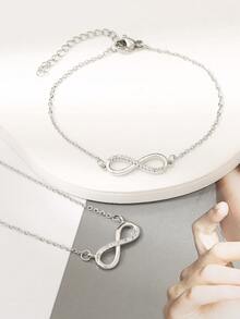 2pcs Minimalist Figure 8 Necklace & Bracelet Set For Women, Elegant Gift And Daily Wear