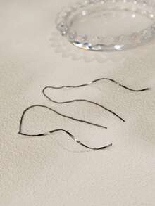 Nooxian 1 Cặp bông tai tua rua tối giản hình chữ S - Màu Đen Súng - Xem 5